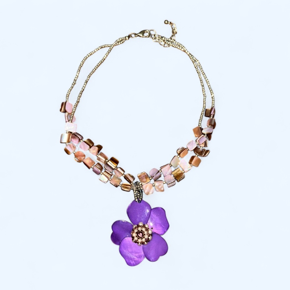 Elegant Purple Flower Necklace